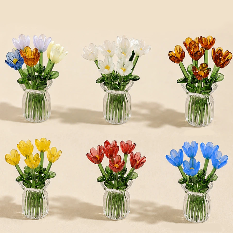 ⏳ Limited-Time Offer! ✨ Mini Glass Bouquet | Elegant Gift 🎀 | Approx. 6cm Tall 🎉