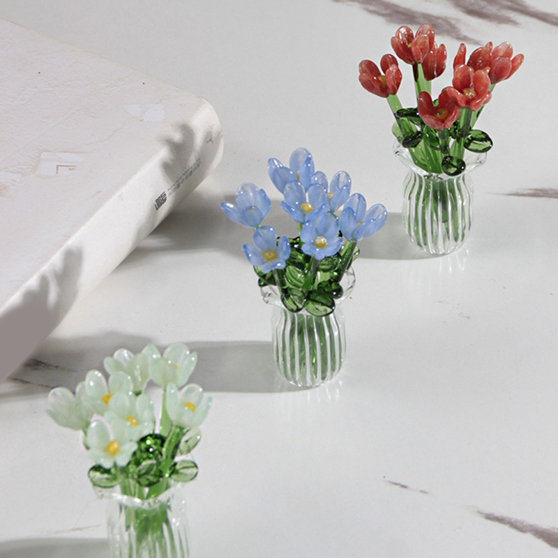 ⏳ Limited-Time Offer! ✨ Mini Glass Bouquet | Elegant Gift 🎀 | Approx. 6cm Tall 🎉