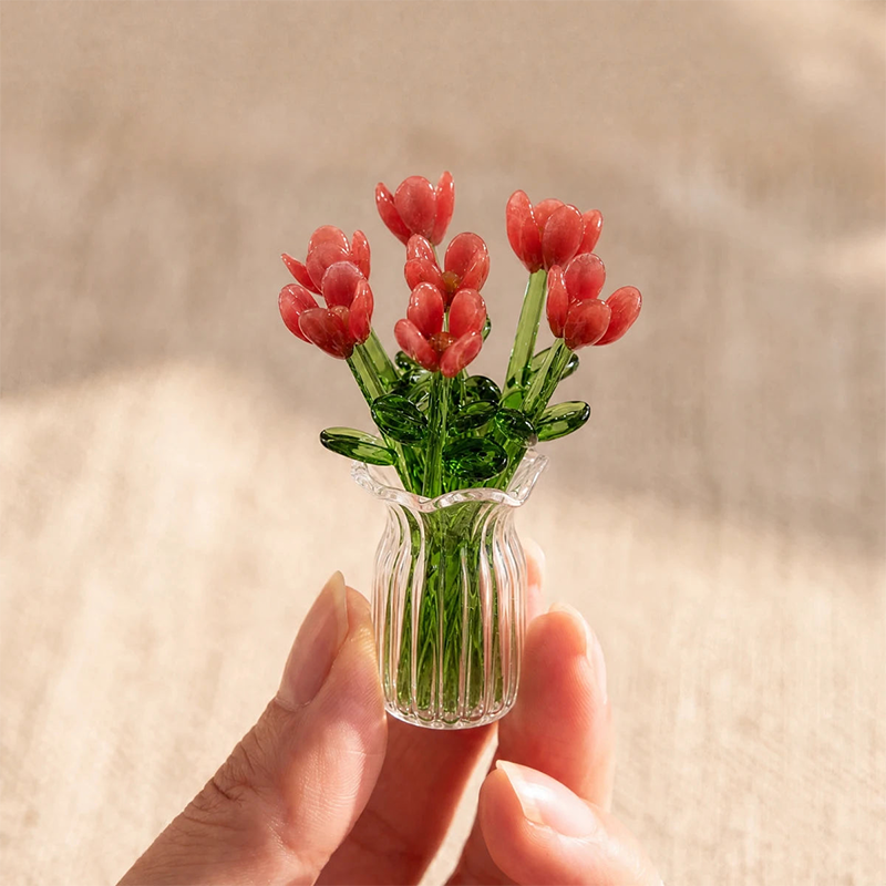 ⏳ Limited-Time Offer! ✨ Mini Glass Bouquet | Elegant Gift 🎀 | Approx. 6cm Tall 🎉