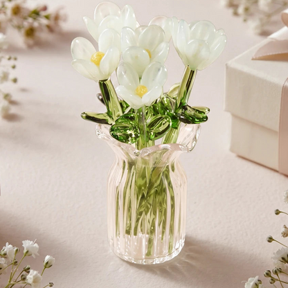 ⏳ Limited-Time Offer! ✨ Mini Glass Bouquet | Elegant Gift 🎀 | Approx. 6cm Tall 🎉