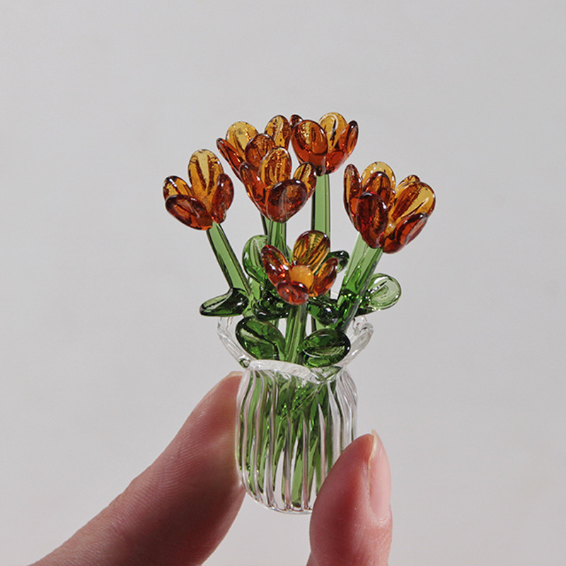 ⏳ Limited-Time Offer! ✨ Mini Glass Bouquet | Elegant Gift 🎀 | Approx. 6cm Tall 🎉