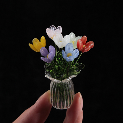 ⏳ Limited-Time Offer! ✨ Mini Glass Bouquet | Elegant Gift 🎀 | Approx. 6cm Tall 🎉
