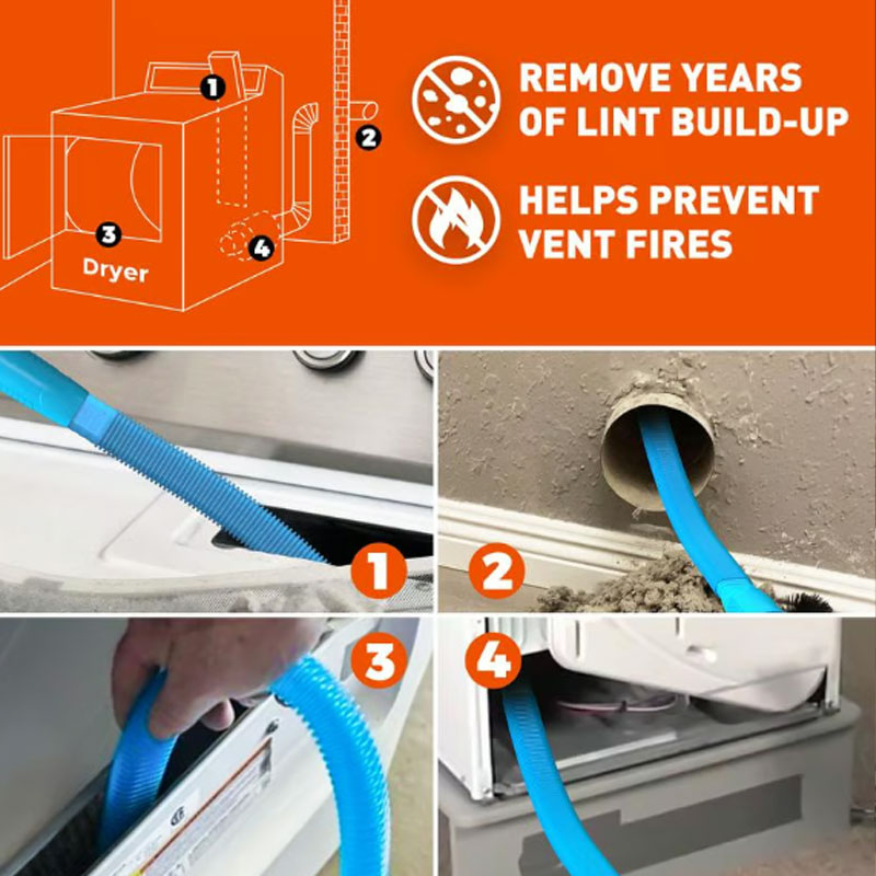 ⏰Limited Time Sales - save 50% OFF🧹 Tumble Dryer Vent Cleaner Kit – 2-Piece Lint Removal Brush & Vacuum Attachment 🌬️