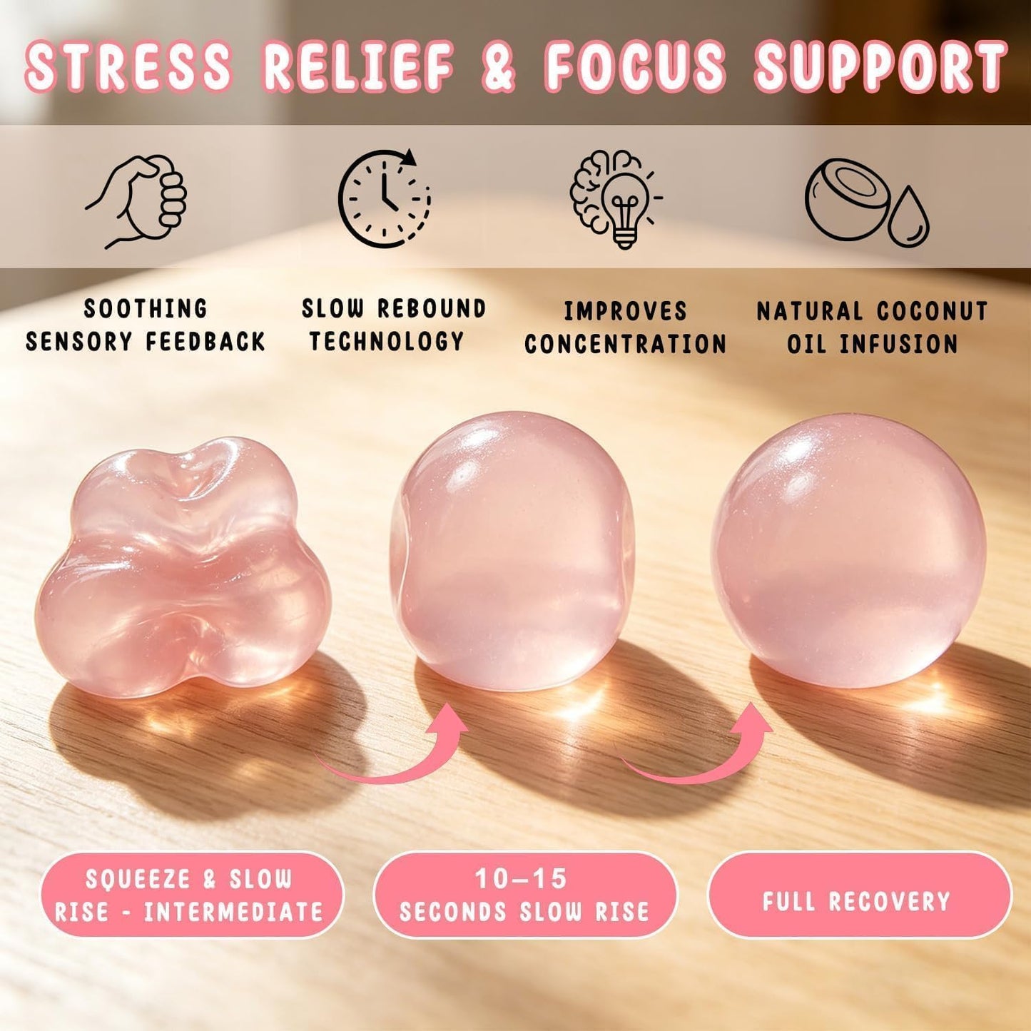 🔥🎁 2+1 FREE!!🥳 💞 50K+ SOLD! ⚡🥥Coconut Oil Squishy, Coconut Oil Stress Ball – Super Soft, Handmade, Slow-Rising Fidget Squeeze Toy for Stress Relief and Improved Focus🌴💚