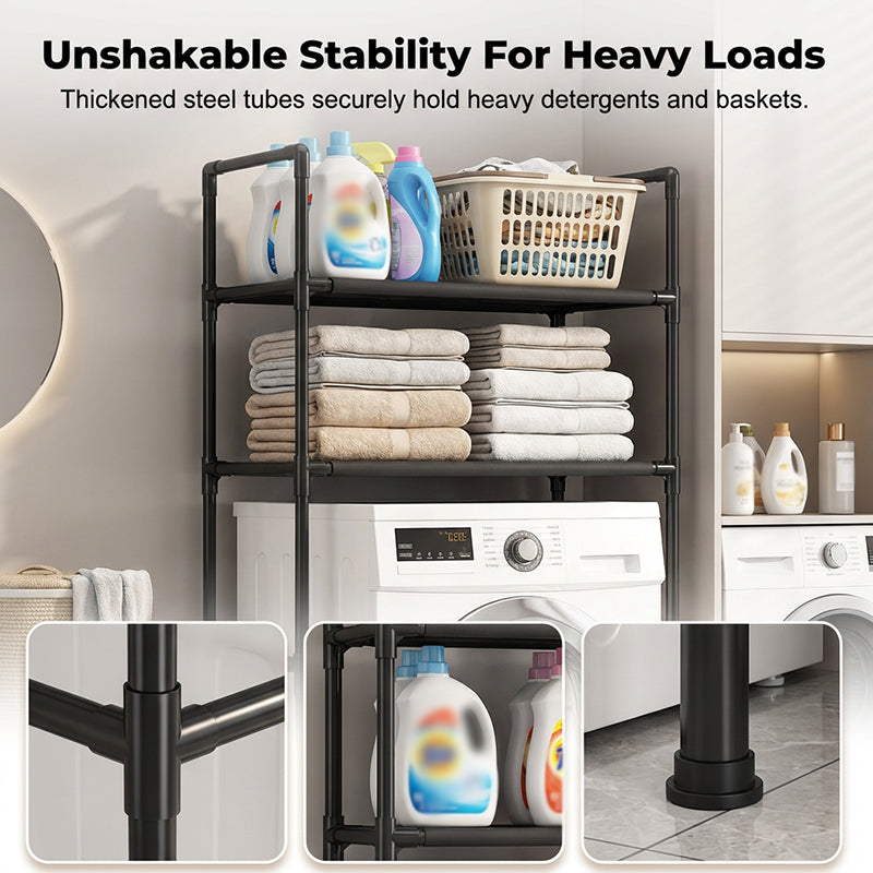 🗄️61% OFF NOW ! 🧺No-Drill Over-Washer Storage Rack, Waterproof Rustproof Laundry & Bathroom Organizer Shelf for Space Saving
