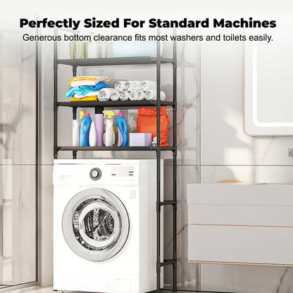 🗄️61% OFF NOW ! 🧺No-Drill Over-Washer Storage Rack, Waterproof Rustproof Laundry & Bathroom Organizer Shelf for Space Saving