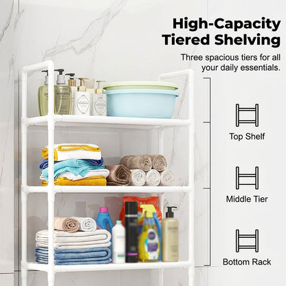 🗄️61% OFF NOW ! 🧺No-Drill Over-Washer Storage Rack, Waterproof Rustproof Laundry & Bathroom Organizer Shelf for Space Saving