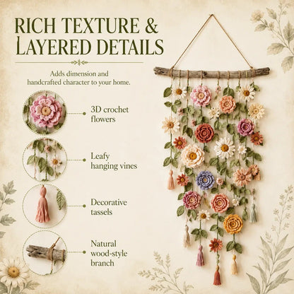 ⏳🌸LAST DAY SALE 50% OFF⚡50K+ SOLD💕💮Crochet Flower Wall Hanging Decor🖼️