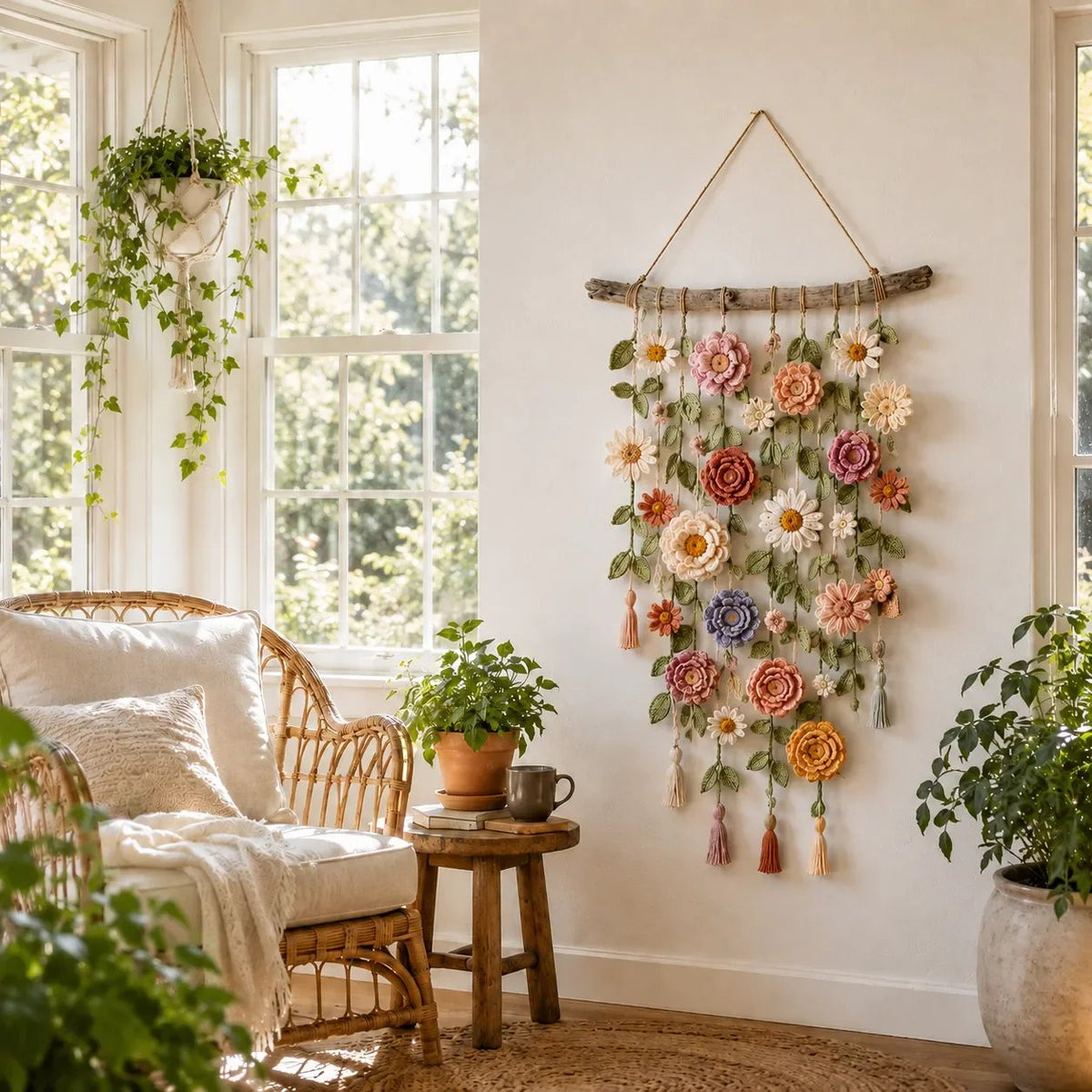 ⏳🌸LAST DAY SALE 50% OFF⚡50K+ SOLD💕💮Crochet Flower Wall Hanging Decor🖼️