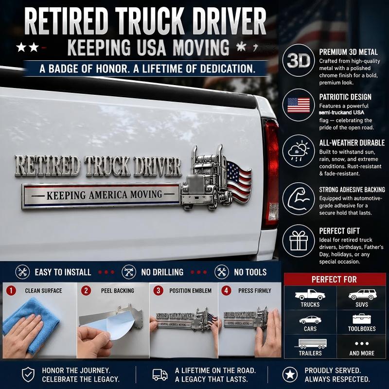 Retired Truck Driver Car Emblem Badge❤️