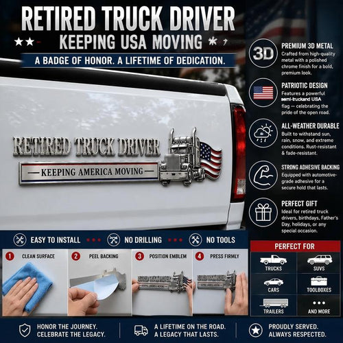 Retired Truck Driver Car Emblem Badge❤️