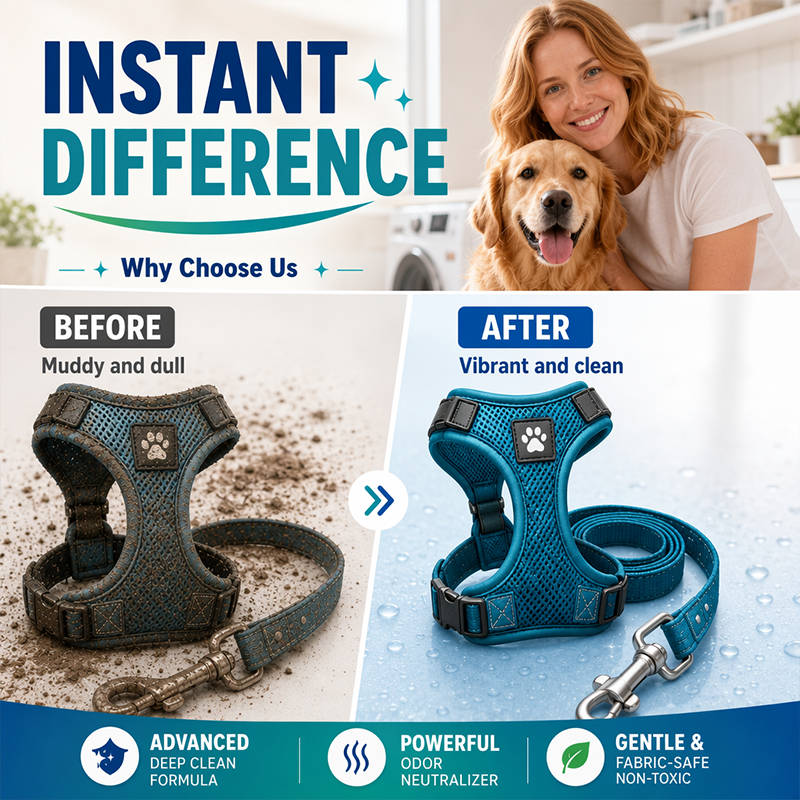🥳2026 HOT SALE🥳💞50K+ SOLD!🐾🧴 50% OFF! Pet Harness & Leash Cleaner Spray – Instant grime remover, neutralises tough odours. pH‑balanced, gentle on fabrics – no soaking needed! ✨🛡️