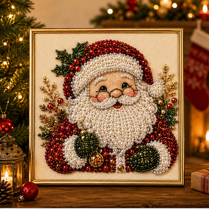 🎄✨ DIY Christmas Pearl Bead Art Kit – 5 Festive Designs, 3D Raised Beads & Display Frame Included | Holiday Wall Decor 🖼️🎨