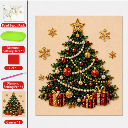 🎄✨ DIY Christmas Pearl Bead Art Kit – 5 Festive Designs, 3D Raised Beads & Display Frame Included | Holiday Wall Decor 🖼️🎨
