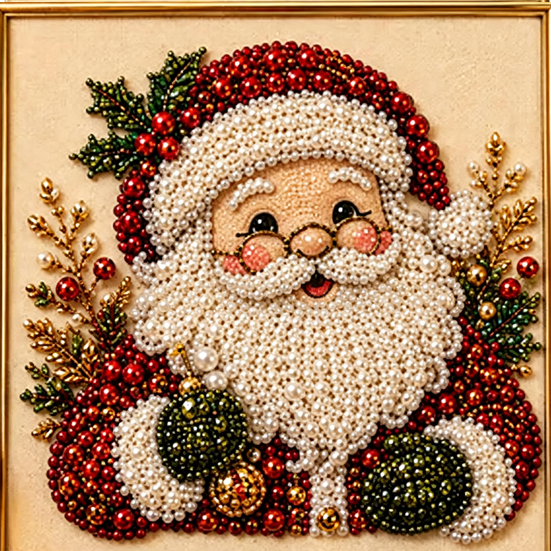 🎄✨ DIY Christmas Pearl Bead Art Kit – 5 Festive Designs, 3D Raised Beads & Display Frame Included | Holiday Wall Decor 🖼️🎨