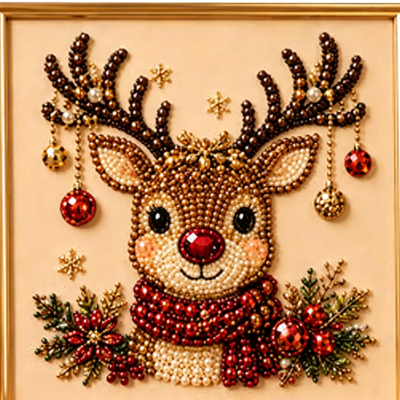 🎄✨ DIY Christmas Pearl Bead Art Kit – 5 Festive Designs, 3D Raised Beads & Display Frame Included | Holiday Wall Decor 🖼️🎨