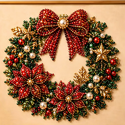 🎄✨ DIY Christmas Pearl Bead Art Kit – 5 Festive Designs, 3D Raised Beads & Display Frame Included | Holiday Wall Decor 🖼️🎨