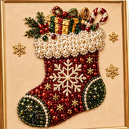 🎄✨ DIY Christmas Pearl Bead Art Kit – 5 Festive Designs, 3D Raised Beads & Display Frame Included | Holiday Wall Decor 🖼️🎨