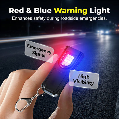 💥 [50% OFF Limited Time] 🔥 Magnetic Mini Keychain Flashlight | Ultralight (25g) | Industrial-Grade Magnetic Base | Red & Blue Warning Lights | Hands-Free Lighting | Ideal for Camping, Repairs, and Emergencies