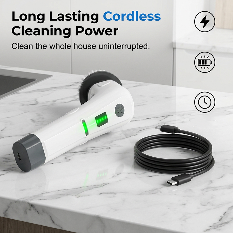 Rechargeable Electric Cleaning Brush with Interchangeable Heads