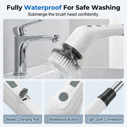 Rechargeable Electric Cleaning Brush with Interchangeable Heads