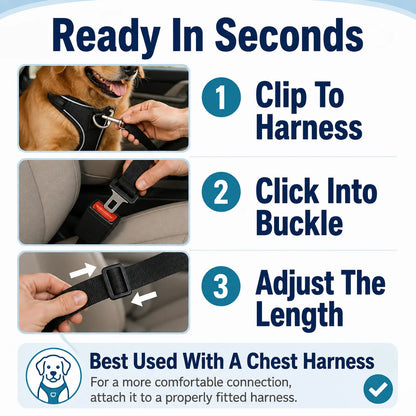 Adjustable Dog Car Seat Belt with Locking Clip