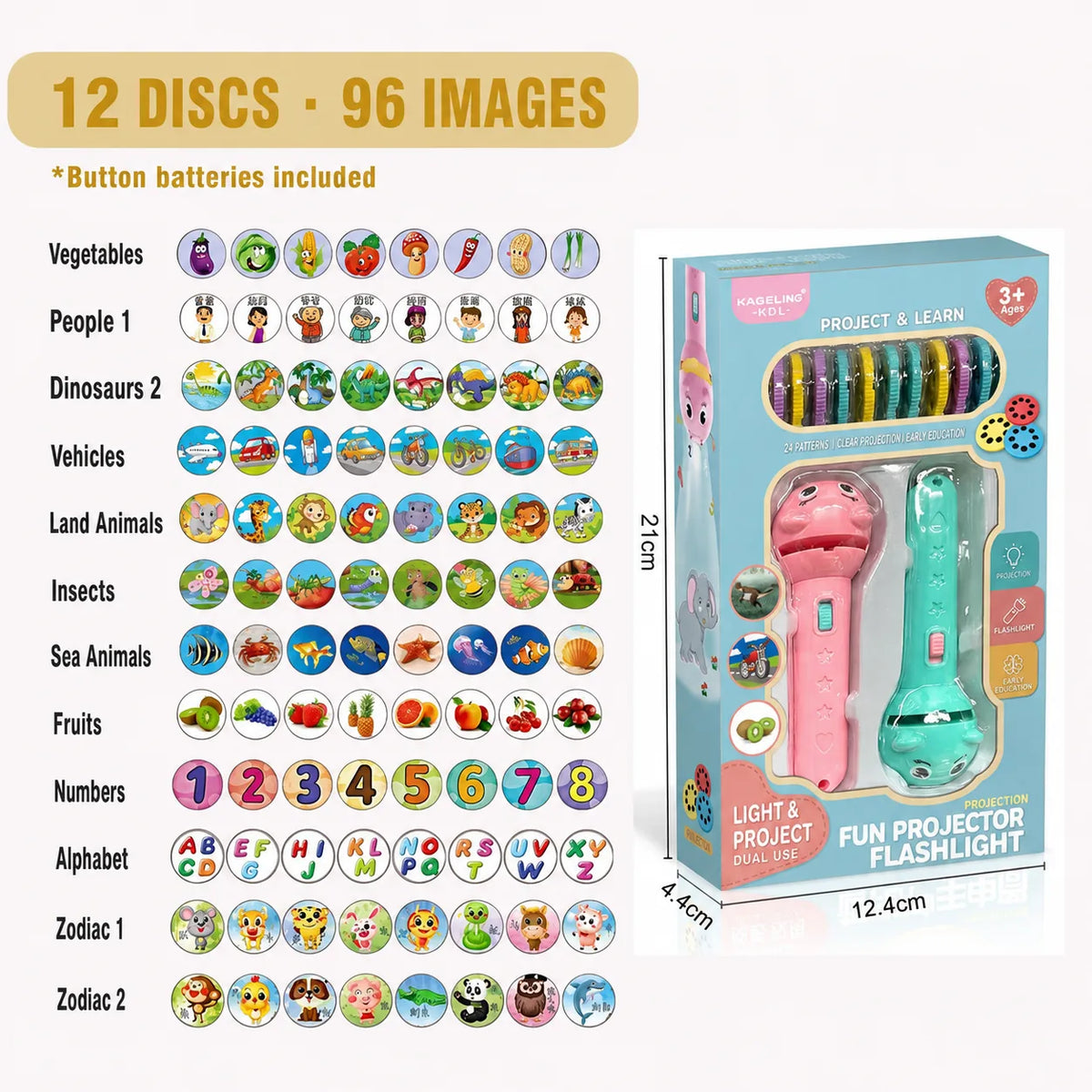 Kids Story Projection Flashlight Set – 96 Images
