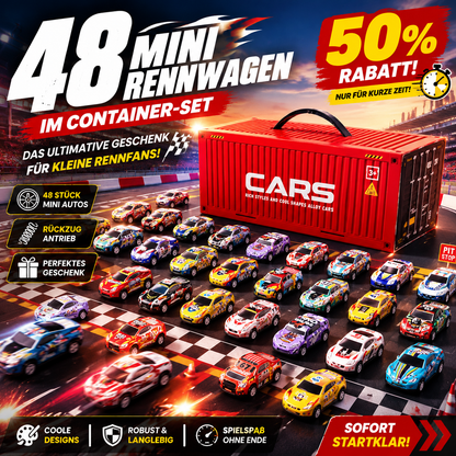 🎁48 Mini Pull-Back Cars with Built-In Garage Set