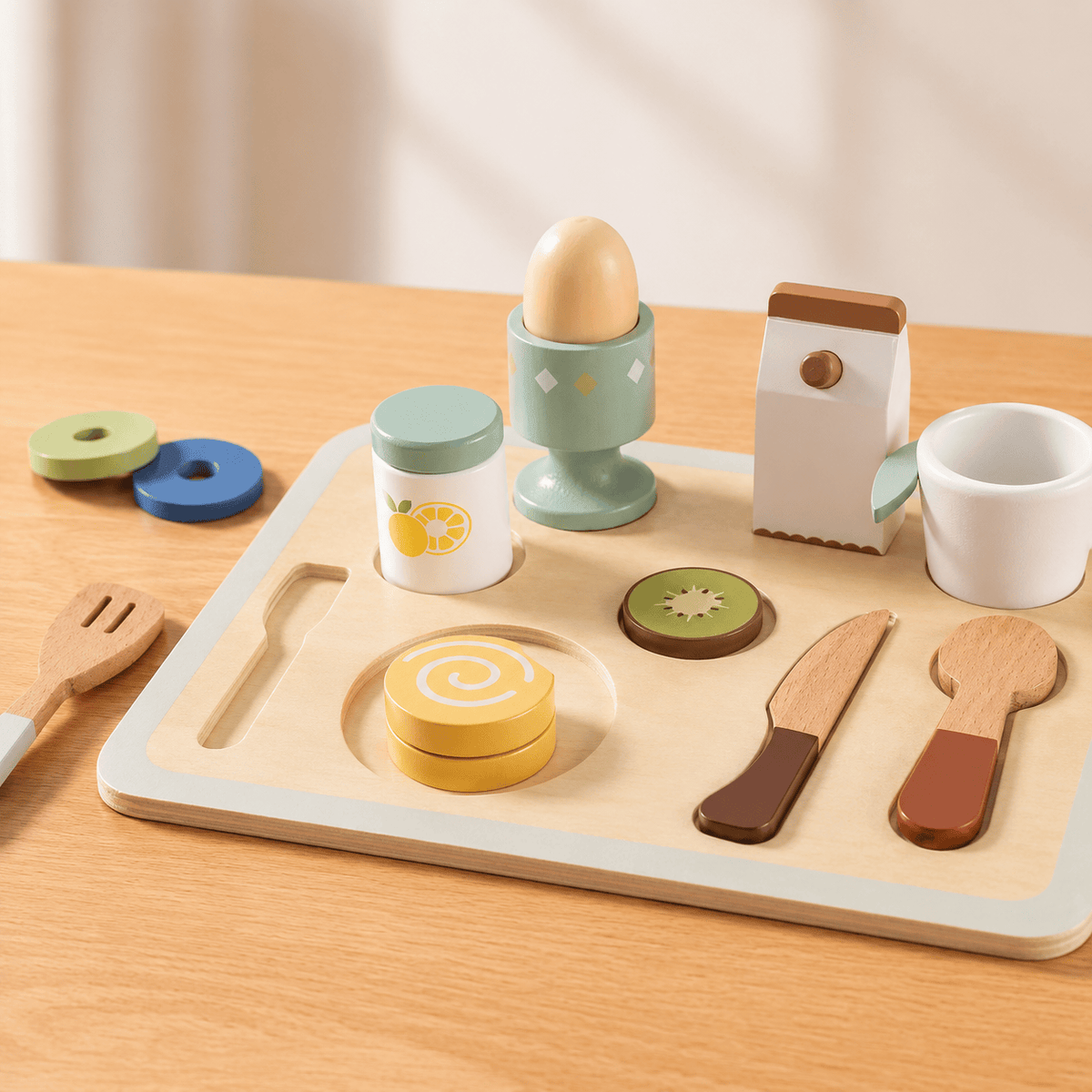 Wooden Breakfast Play Food Set Kids Toy