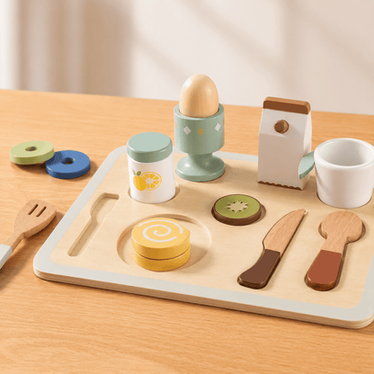 Wooden Breakfast Play Food Set Kids Toy