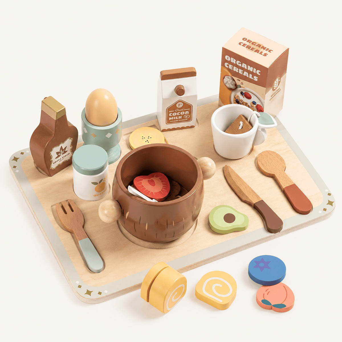 Wooden Breakfast Play Food Set Kids Toy