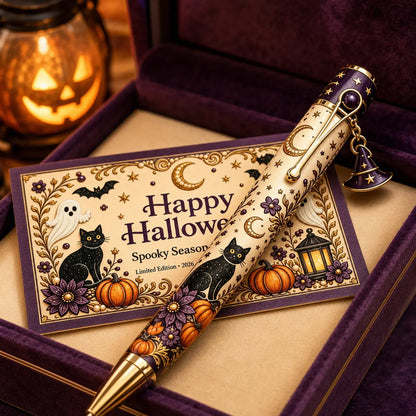 🎃 2026 Limited-Edition Halloween Keepsake Pen Gift Set – Black Cat & Highland Cow Witch