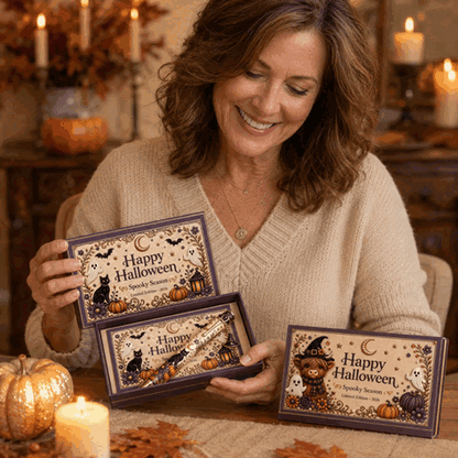 🎃 2026 Limited-Edition Halloween Keepsake Pen Gift Set – Black Cat & Highland Cow Witch